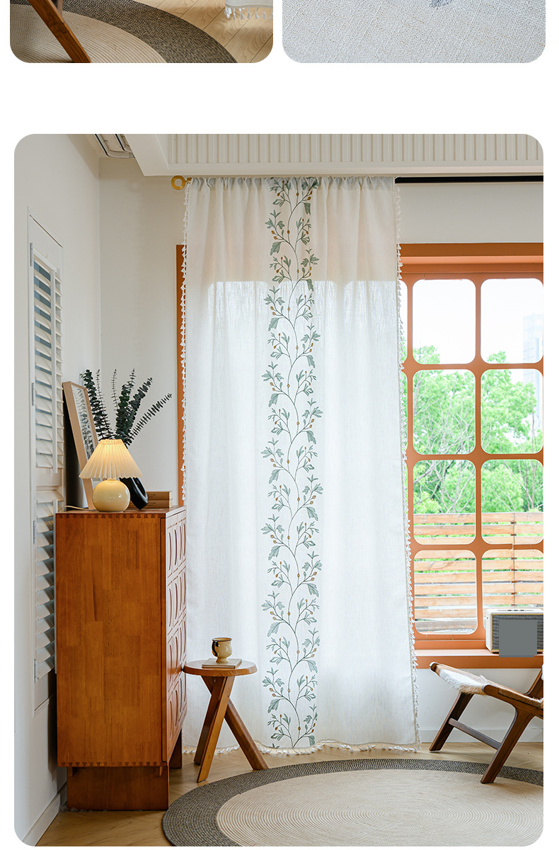 Cotton And Linen Embroidery Finished Curtains Small Fresh Floral Semi Shading Small Curtains Kitchen Bedroom Partition Curtains_voghion.com