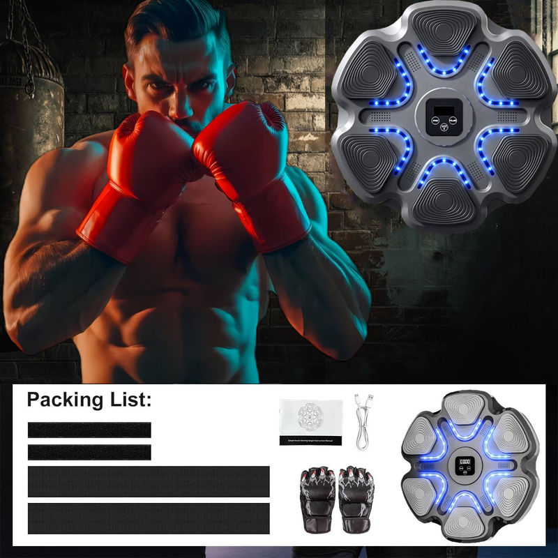 Model Smart Music Boxing Machine For Adults Kids, Training Machine With LED Electronic Wall Mounted, Home Indoor Workout Equipment With Boxing Gloves_voghion.com