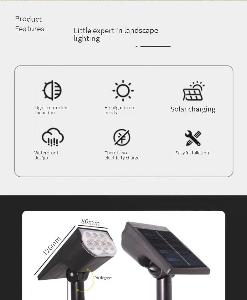 Solar-Gartenleuchten DC-778 – 2er-/7er-Pack LED-Strahler (Warmweiß/Kaltweiß/RGB), einstellbarer Winkel, IP65 wasserdicht für Hof, Weg, Baumbeleuchtung_voghion.com