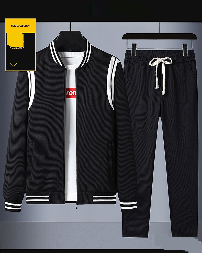 Übergroßes Sport-Zweiteiler-Set für Herren – Locker sitzende Strickjacke und Pullover-Kombination, lässiges Herbst-Outfit in Übergröße_voghion.com