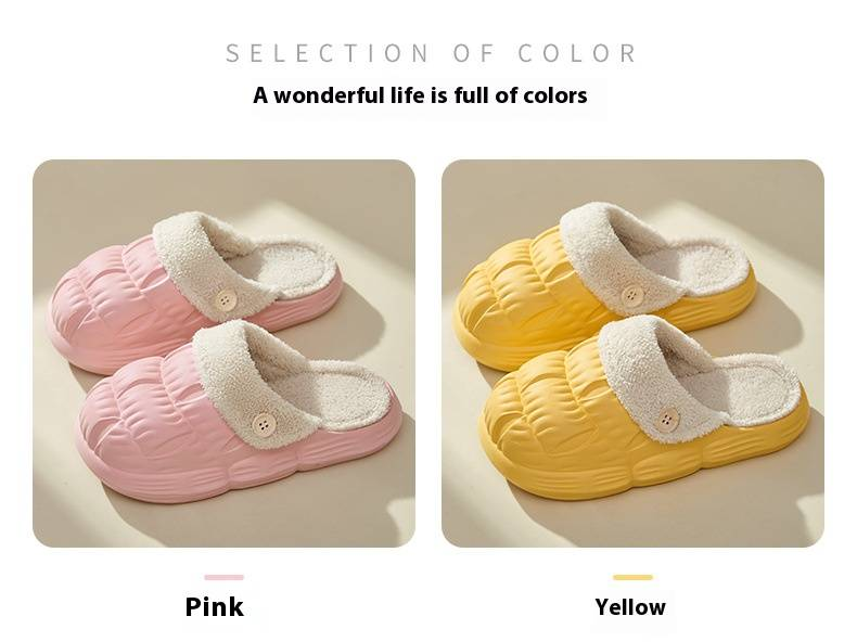 Waterproof Slippers For Women New Autumn And Winter Plush Warm Non Slip Indoor Home Thick Soled Detachable Cotton Slippers For Women_voghion.com