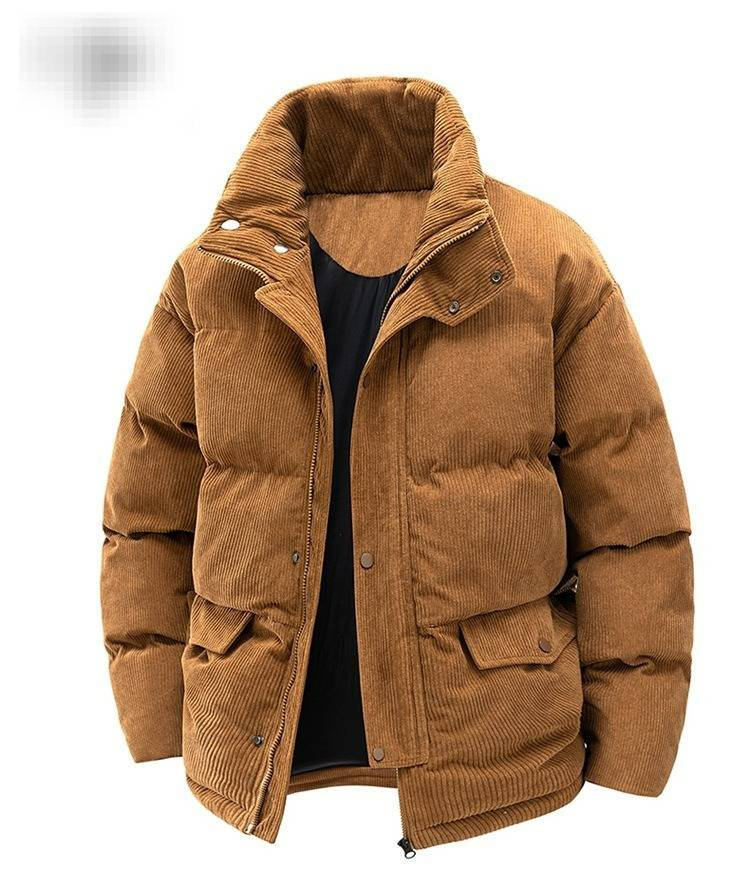 Stand Collar Cotton Jacket Men's Winter Windproof Plus Velvet Thickened Cotton Jacket Couple Thickened Corduroy High Quality_voghion.com