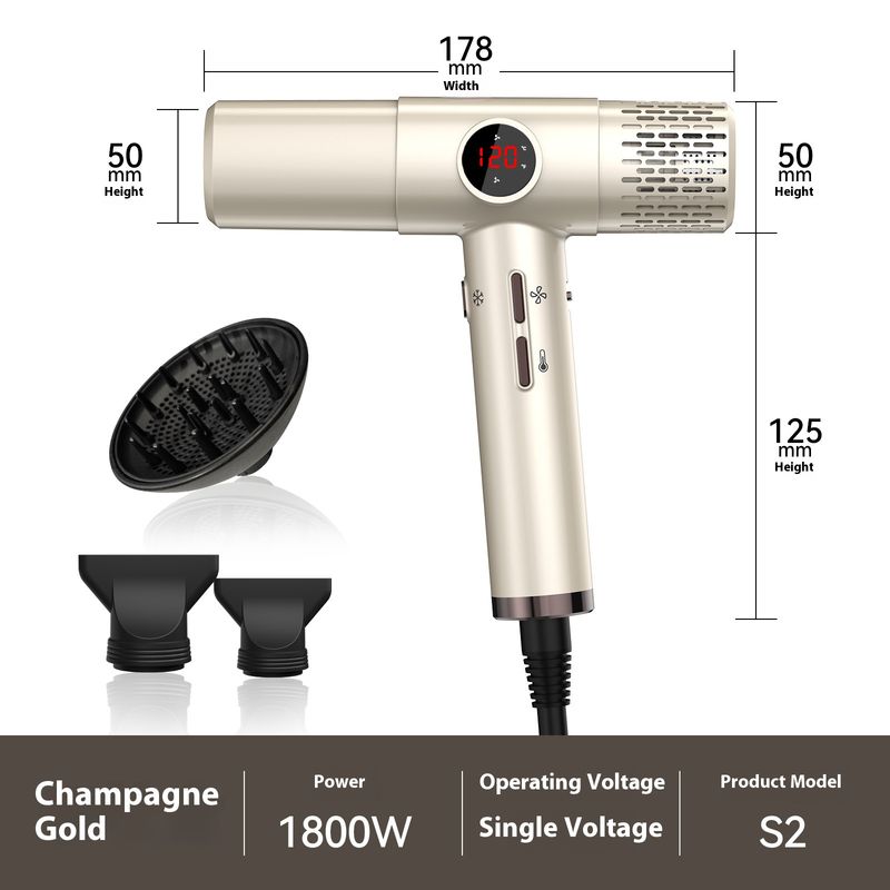 Asciugacapelli professionale da salone con asciugatura rapida, temperatura costante e doppi ugelli - Motore brushless leggero e silenzioso (_voghion.com