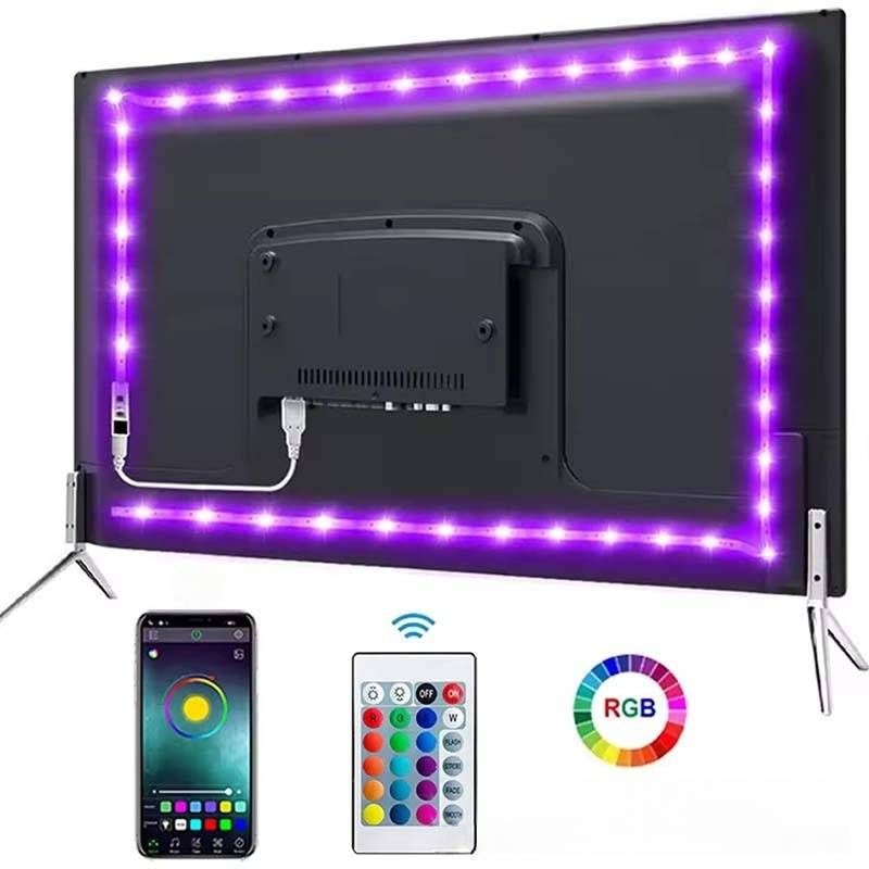 5V USB RGB LED Strip Lights With Bluetooth & IR Remote - Self-Adhesive 3535 LED Light Bar For TV Backlight, Bedroom & Living Room Decoration_voghion.com