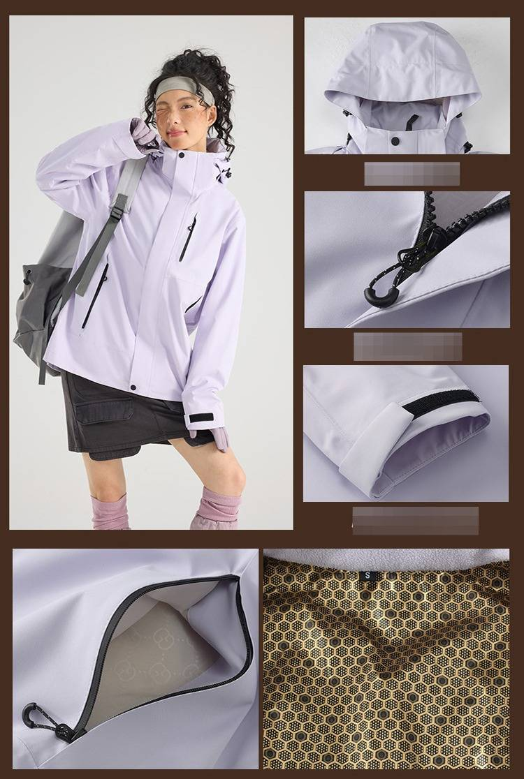 Giacca da sci termica antivento impermeabile 3 in 1 da uomo e da donna con fodera in pile rimovibile per escursionismo, campeggio, sport sulla neve e avventure all'aria aperta_voghion.com