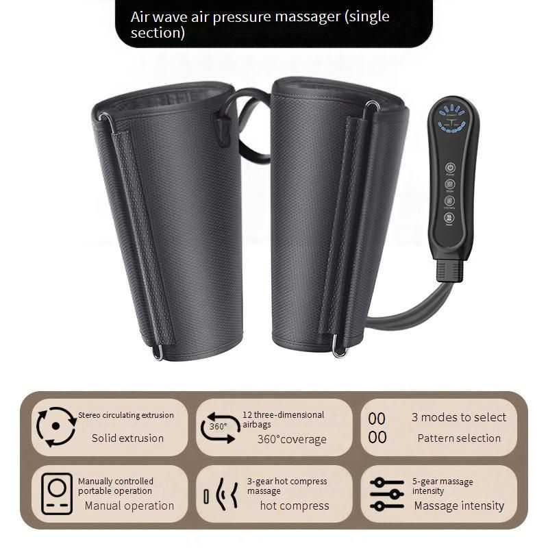 Massaggiatore per gambe a compressione d'aria con calore e vibrazione - Stimola la circolazione di tutta la gamba, polpaccio e piede per alleviare il dolore e rilassare"_voghion.com