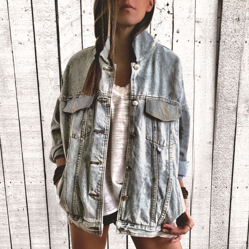 lässige Jeansjacke Street Fun Dark Series Damen-Jeansjacke_voghion.com