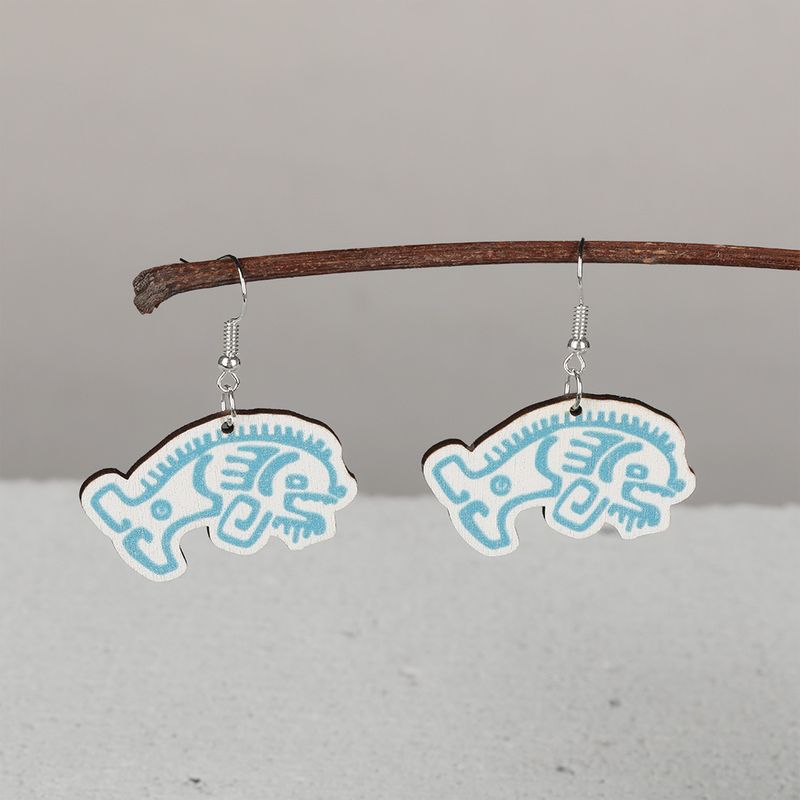 Nuovi orecchini pendenti in legno con immagine Maya personalizzata, completamente ecologici e gestiti_voghion.com