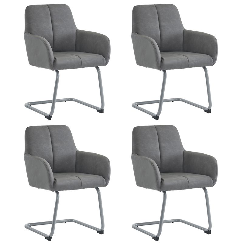 4er Set Esszimmerstühle Mit Gewölbten Stahlfüßen, Grau_voghion.com