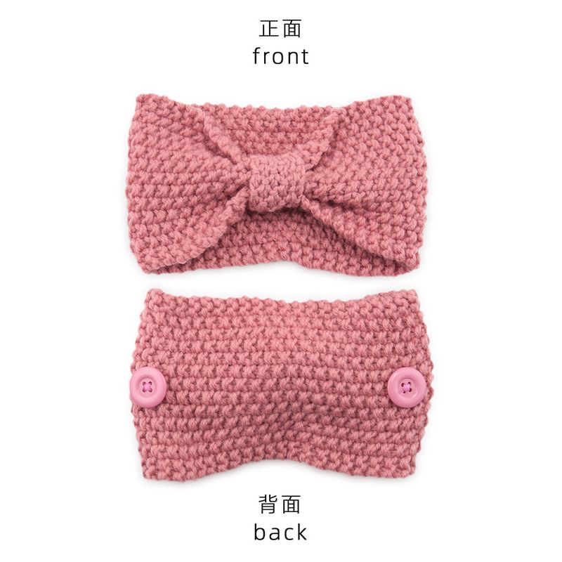 Mask Anti-Strangle Button Knitted Corn Kernel Bowknot Yarn Sports Ear Protection Headband_voghion.com