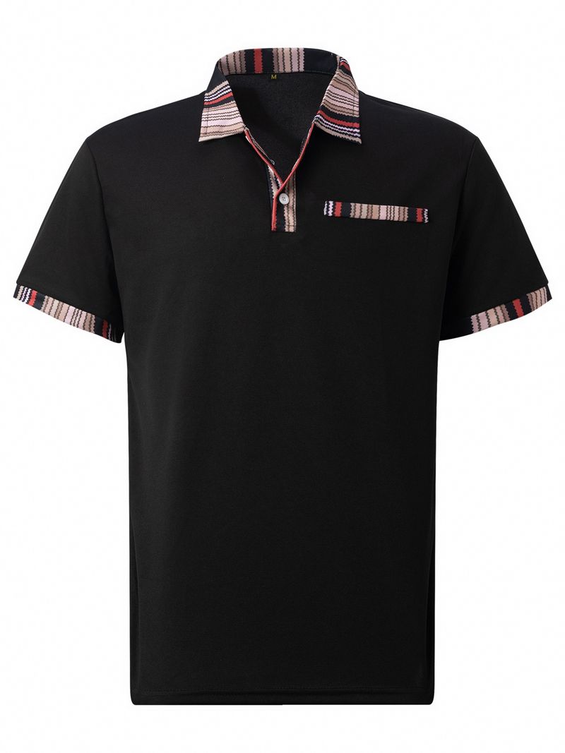 Abbigliamento da uomo, nuova maglietta casual versatile con tasca sul petto e bottoni abbinati al colore, polo_voghion.com