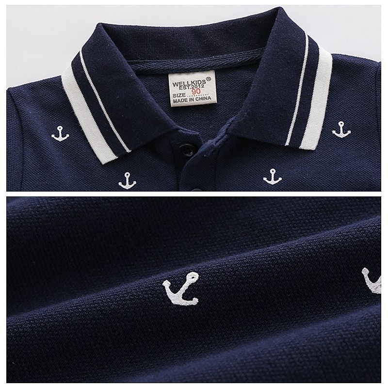 XUANMU Tricou Polo pentru băieți, bumbac de înaltă calitate, primăvară și toamnă, mânecă lungă, brodat cu desene animate, top, îmbrăcăminte casual pentru copii XB056_voghion.com