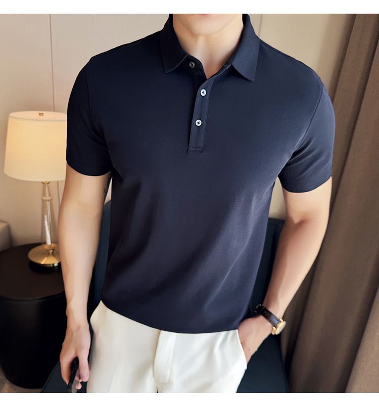 Polo à manches courtes pour homme, nouveauté spéciale été, en coton, confortable, petit revers, non marquant, pressage, version coréenne, coupe ajustée, Paul_voghion.com