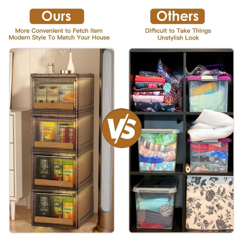 Per contenitore impilabile in plastica con coperchio e apertura per armadio, contenitore per cucina, due cassetti, 16,5 l_voghion.com