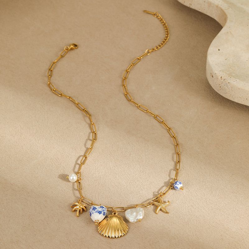 Charme armbanden ketting sieraden oceaan stijl vakantie strand wind kwast zeester schelp hanger ketting_voghion.com
