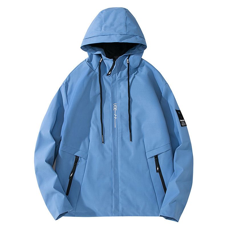 European Size Autumn Men's Simple Workwear Trendy Brand Hooded Outerwear Sports Casual Jacket_voghion.com