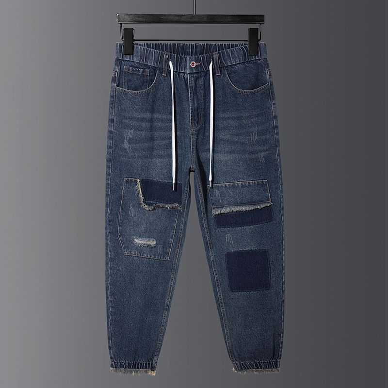 Men's Clothing Plus Size Skinny Jeans Loose Versatile Trousers Elastic Waist_voghion.com