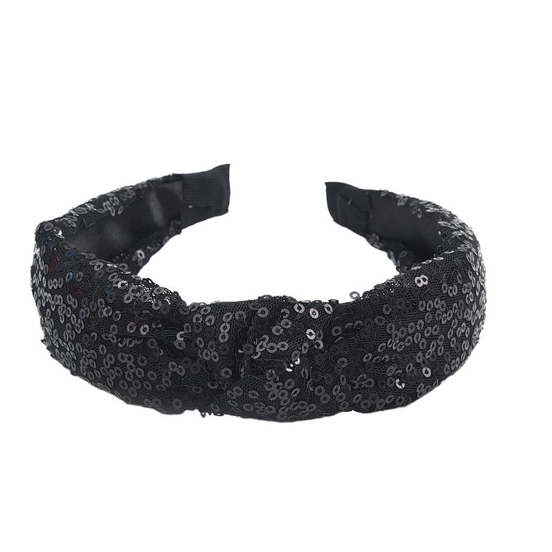 Semplice nodo, fiocco incrociato, paillettes colorate, elegante fascia per capelli in tessuto da donna_voghion.com