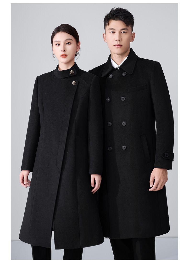 „Gesteppter Mantel aus Wollmischung für Hotel- und Bürofachkräfte – Winter-Arbeitskleidung für Herren und Damen (Marineblau/Schwarz, S–4XL)“_voghion.com