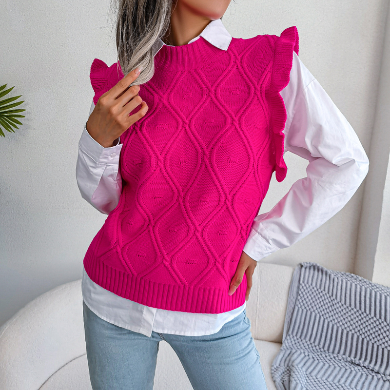 Damenpullover, Pullover, Hemd, einfarbig, ärmellos, Pullover, Weste, lässig, Pullover, Pullover, Weste_voghion.com