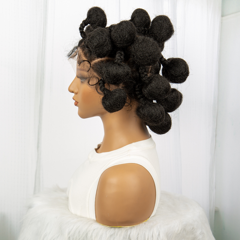 Perruque africaine courte pour femmes, perruque full lace artificielle, cheveux de bébé tissés à la main_voghion.com