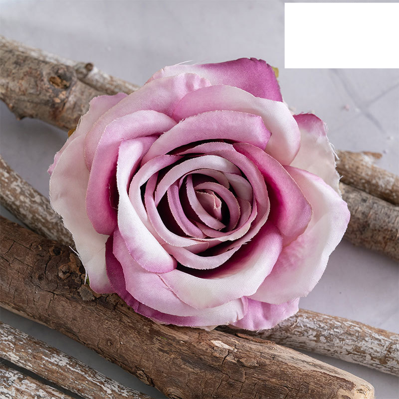 Home decoration happy rose head artificial flower hand-held flower rose wall artificial flower_voghion.com