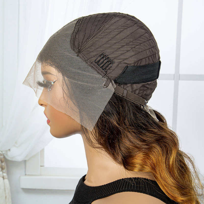13*4 spitze menschliches haar haube 100% menschliches haar zwei-ton goldene farbe passenden hohe qualität menschliches haar körper curl_voghion.com