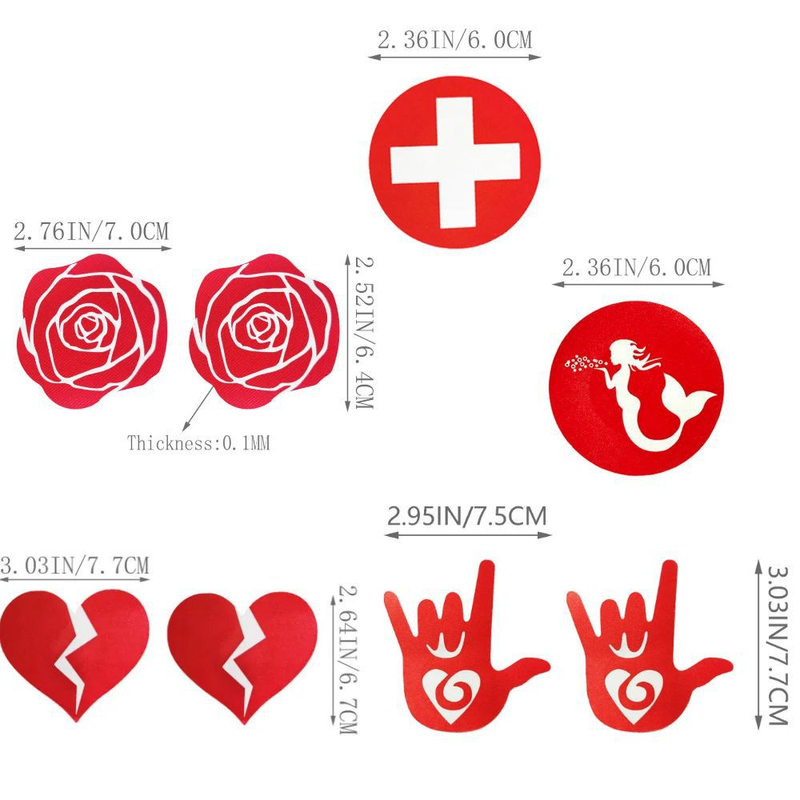 Cerotto per il seno rosso romantico sexy, cerotto monouso in tessuto per il seno_voghion.com