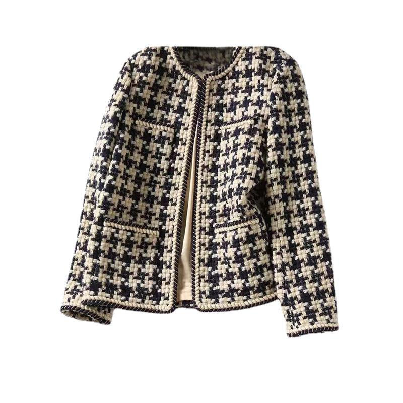 Abbigliamento donna Giacca in tweed di lana primavera e autunno stile corto alla moda_voghion.com