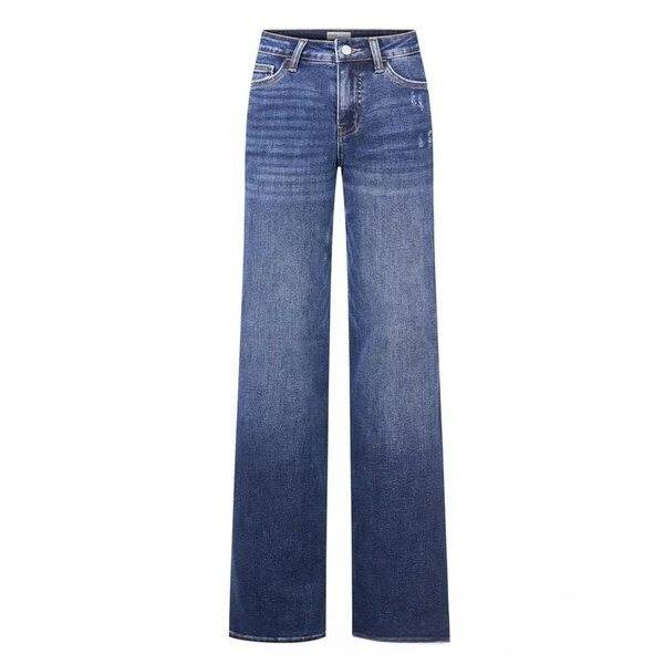 Vêtements pour femmes Printemps Nouveau Pantalon large et étroit Taille haute Rehaussement des hanches Jeans amples droits pour femmes_voghion.com