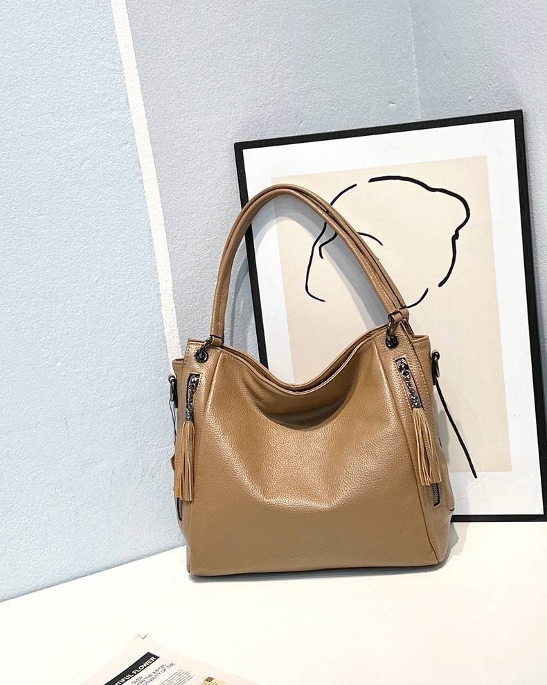 Genuine Leather Minimalist Tote Bag, Women's Bag, Large Capacity Crossbody Bag, Top Layer Cowhide, 2012_voghion.com