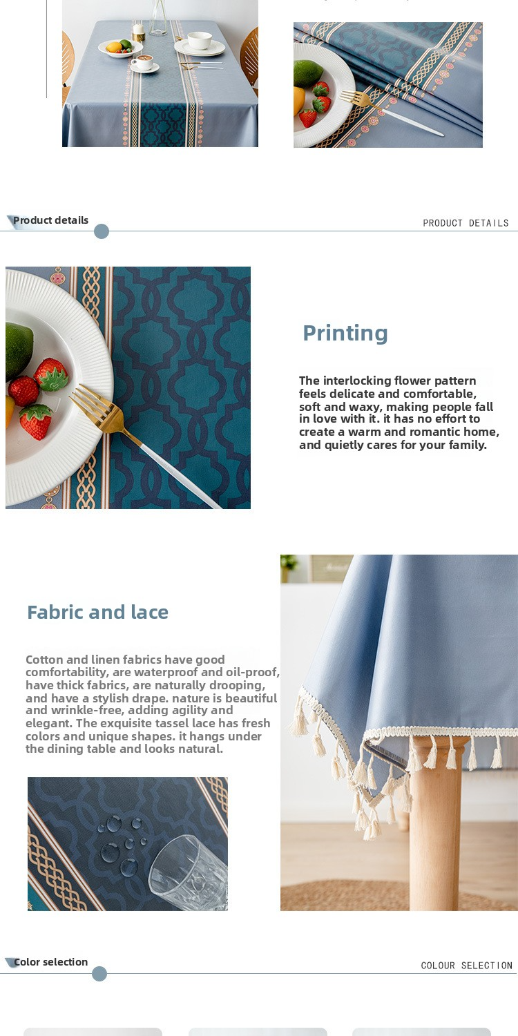 Tovaglia geometrica nordica - Copritavolo rettangolare impermeabile in 70% cotone per tavolo da pranzo, 5 misure (da 140x100 cm a 200 cm)_voghion.com