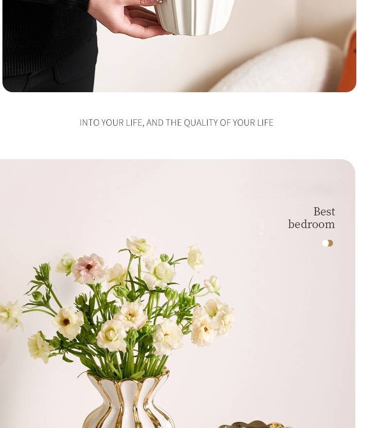 Modern Minimalist Cream White Ceramic Vase - Elegant Home Decor For Fresh/Dried Flowers, Perfect For Living Room, Coffee Table, Wedding & Gift_voghion.com