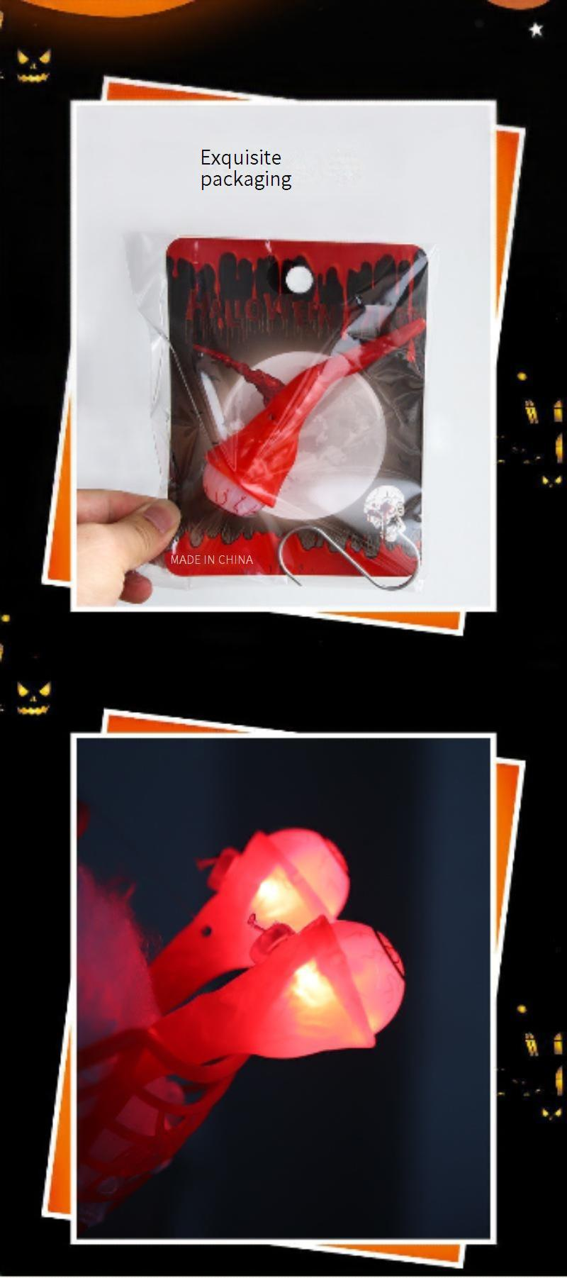 Świecąca, sztuczna zabawka-pająk na Halloween z czerwonymi oczami LED – przerażająca dekoracja na imprezę, do nawiedzonego domu, na cukierki_voghion.com