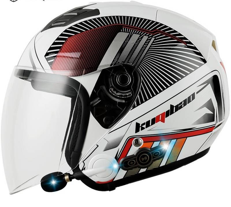 KooqiBao Motosiklet Kaskı DOT ve 3C Sertifikalı Bluetooth Yarım Kask Scooter ve Bisikletler İçin - Hafif ABS Kabuk_voghion.com