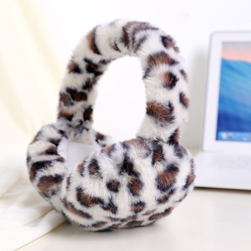 Paraorecchie in pile con stampa leopardata Ruiya per donna: protezione per le orecchie invernale morbida e calda, pieghevole e leggera, accessorio elegante per il freddo_voghion.com