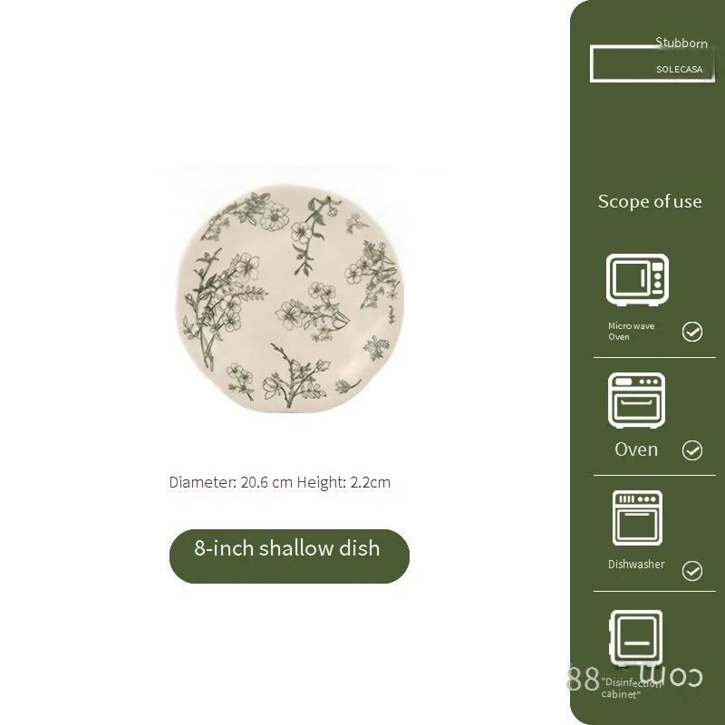 Elegant Ceramic Dinnerware Set - Floral Green Timeless Collection, Microwave Safe Bowl Plate Cup Gift Box For Home Dining_voghion.com