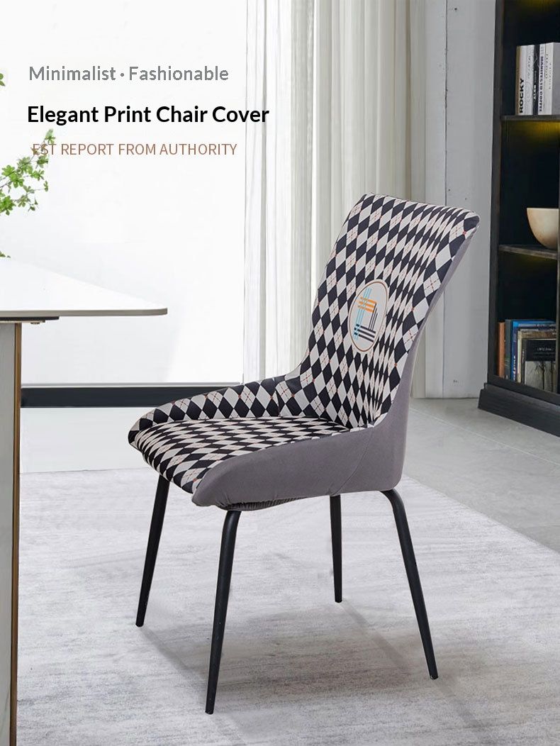 Housses de chaises extensibles à carreaux modernes – Housses en polyester antidérapantes, taille universelle pour chaises de salle à manger rondes (lot de 2/4)_voghion.com
