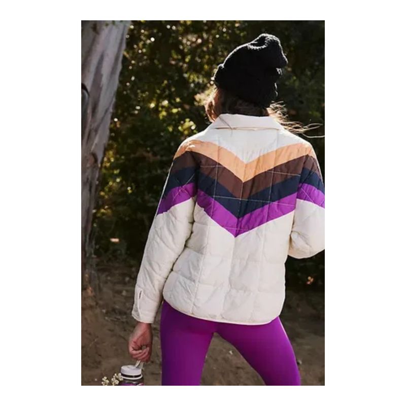 Gesteppte Damenjacke mit Reißverschluss, individuellem Aufdruck, Langarmmantel mit Taschen, leichte Polyester-Oberbekleidung für Streetwear und Freizeit_voghion.com