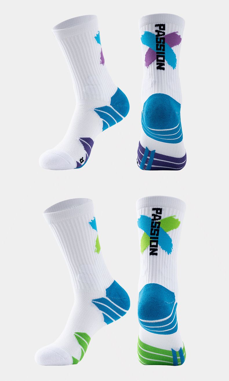 Calzini da basket per allenamento pratico, a righe, spessi e freschi, con fondo in asciugamano, antiscivolo, resistenti all'usura_voghion.com