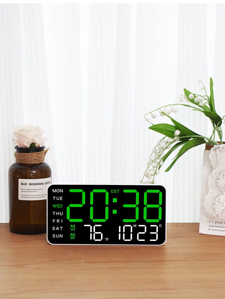 Rahmenlose elektronische multifunktionale und Stand-Dual-Use-einfache Digitalanzeige Wohnzimmer Wanduhr 6659_voghion.com