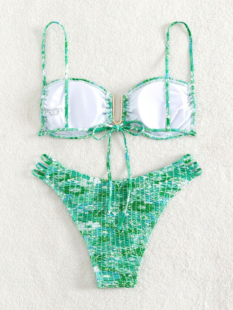 Neu Floral Mode Bikini Badeanzug Europäischen Und Amerikanischen Sexy U Förmigen Dreieck_voghion.com