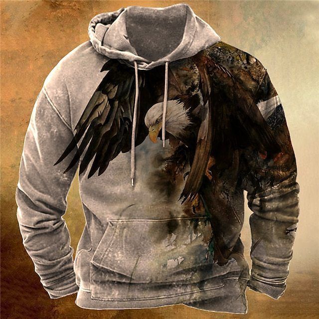 Felpa con cappuccio 3D da uomo, stampata alla moda_voghion.com