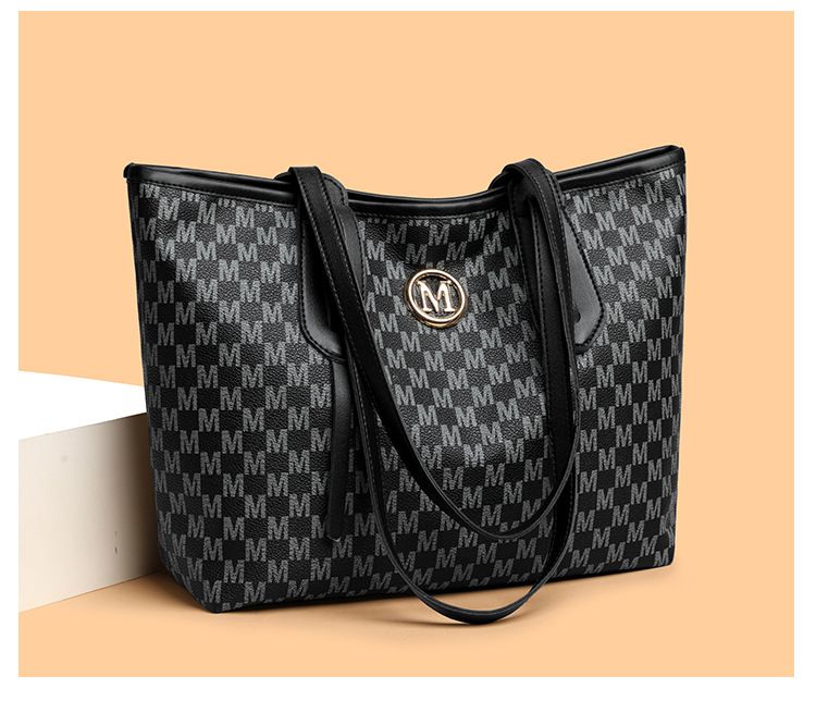 Vintage-Inspired Large Capacity Tote Bag For Women - Stylish PU Shoulder Bag With Print Design, Spacious & Versatile For Daily Use_voghion.com