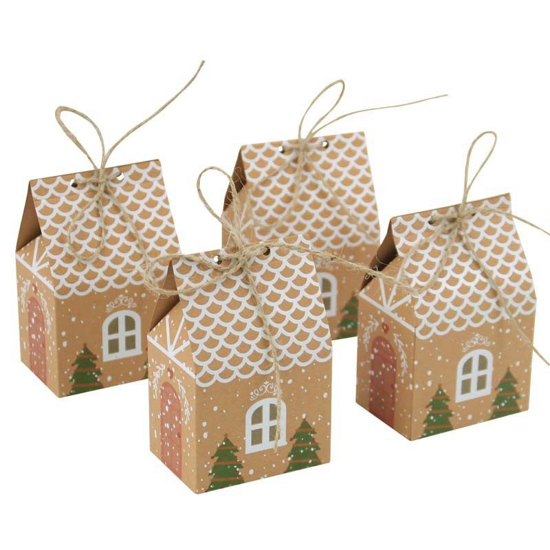 Scatola di caramelle natalizia, piccola, creativa, in carta kraft, per biscotti, pasticceria, regalo_voghion.com