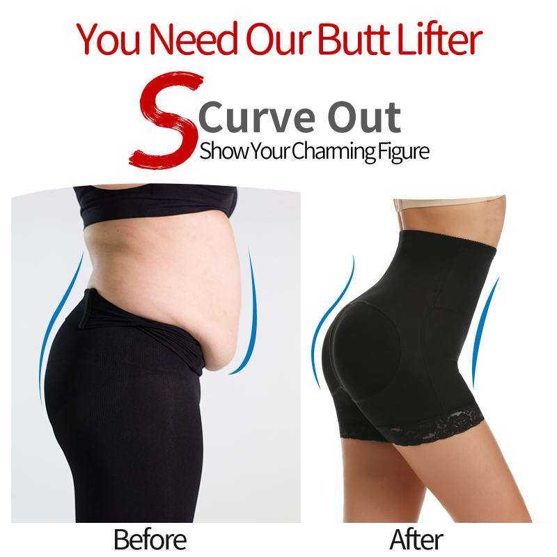 Realzador de cadera botín cintura alta acolchado levantador de glúteos bragas con control de barriga calzoncillos fajas con almohadilla pantalones cortos cuerpo S_voghion.com