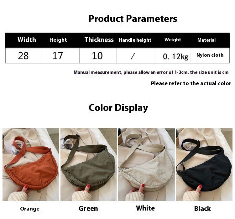 Borsa a tracolla da donna, borsa a tracolla diagonale, borsa a tracolla, borsa per senzatetto, borsa a forma di mezzaluna in nylon regolabile, perfetta per lo shopping, il lavoro, l'uso quotidiano, regali_voghion.com