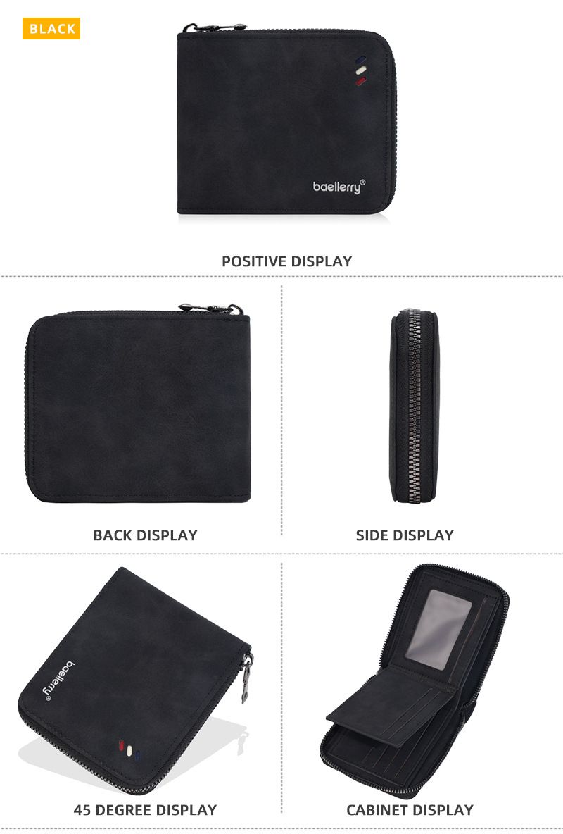New Style Men's Short Wallet With A Premium Feel, Tri-fold Coin Purse, Men's Student Matte PU Small Wallet For Men_voghion.com