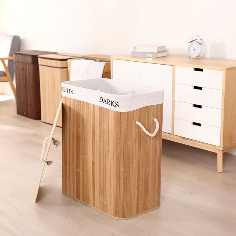 Cesto portaoggetti natalizio di grande capacità in bambù, staccabile e pieghevole, adatto per il bucato o per la camera da letto, con manici._voghion.com