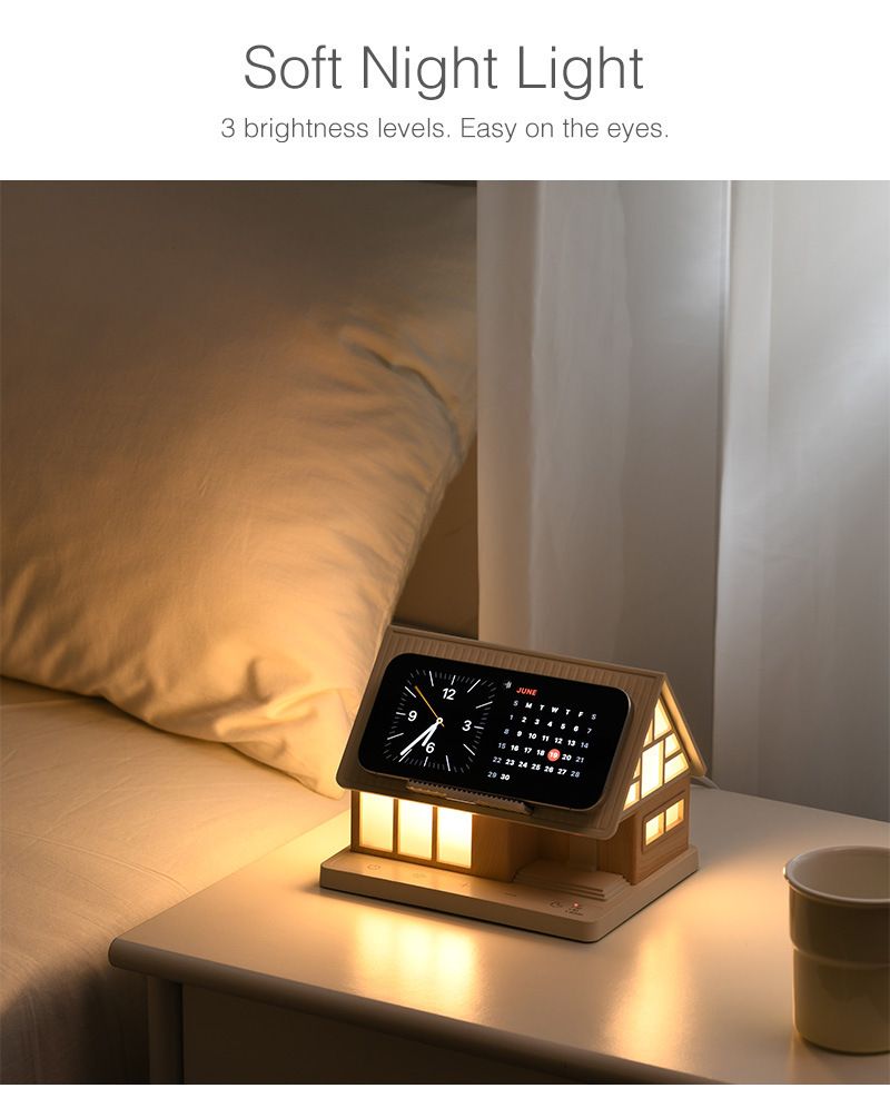 2025 New Villa House White Noise Bedside Lamp 15W Wireless Charging Adjustable Brightness Bedroom Plug In Night Light_voghion.com